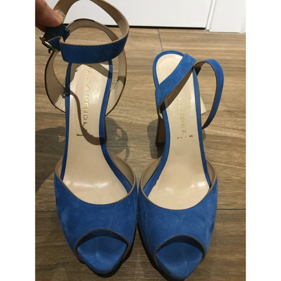 Paula Mendez Blue Suede Heels - Size 40/US Size 10 - Picture 2 of 8